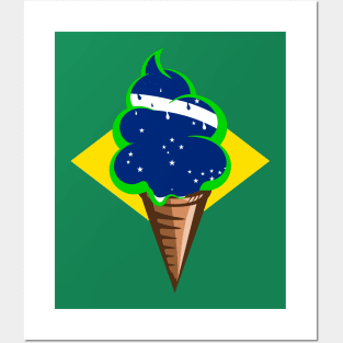 Brazilian flag ice cream Posters and Art